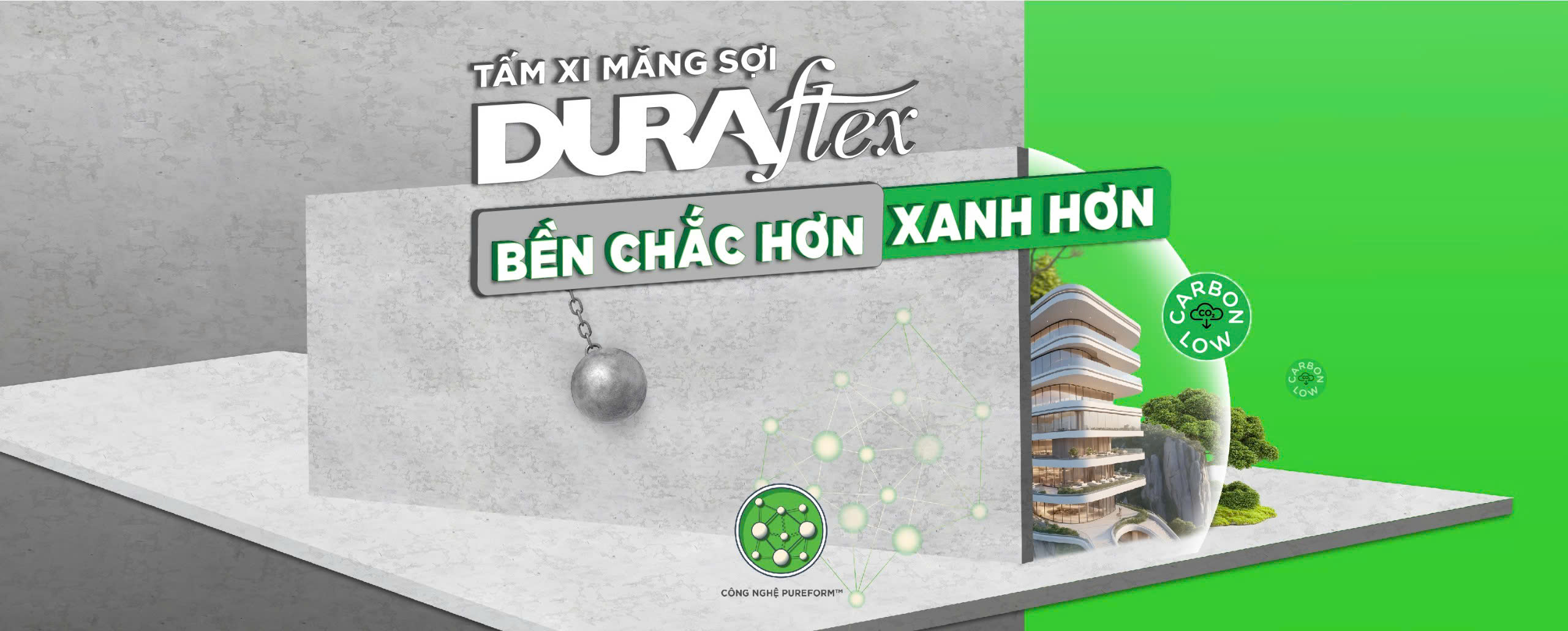 Tấm xi măng DURAflex Low Carbon siêu bền chắc